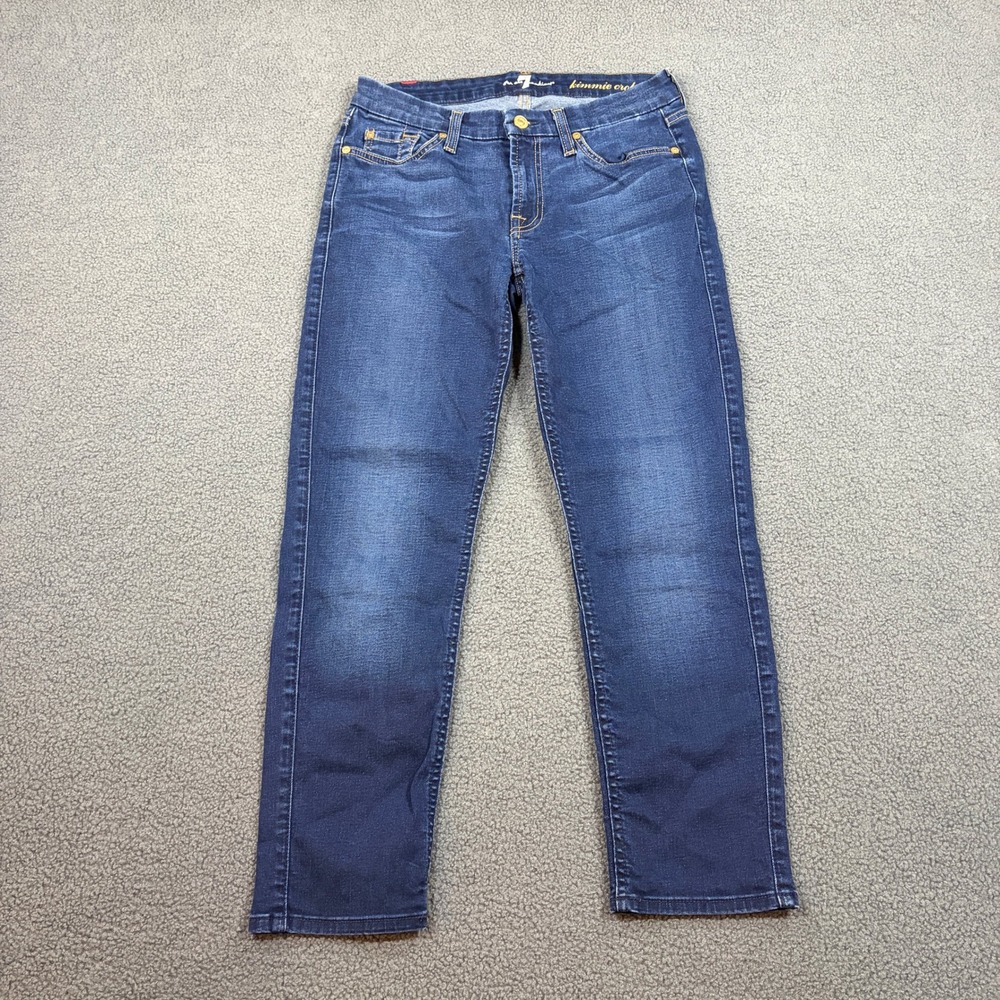 7 For All Mankind Jeans Womens 27 Blue Kimmie Crop Straight Leg Dark Wash Denim